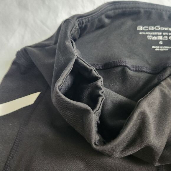 BCBG Generation Size Small Bicycle Shorts High Waist Black White Stripes - Picture 2 of 5